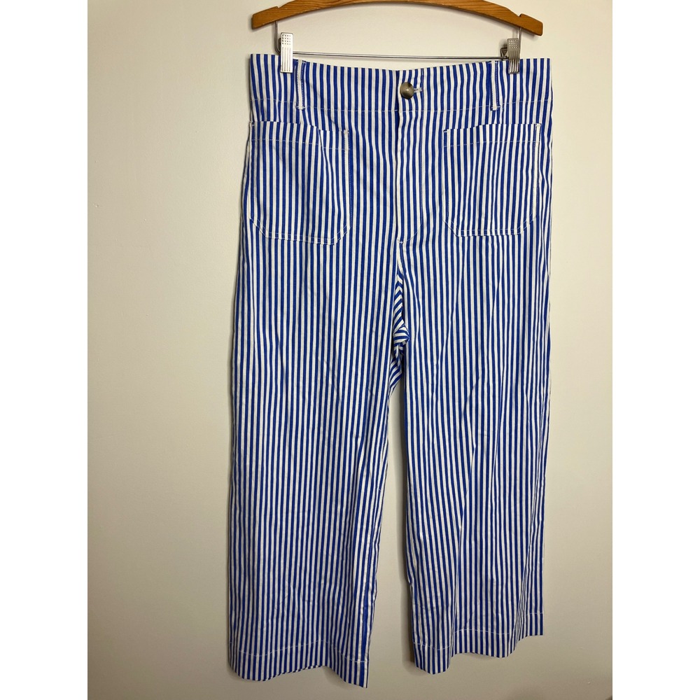 Maeve The Colette Pants Women 32 Blue White Striped Excellent Wide Leg high rise